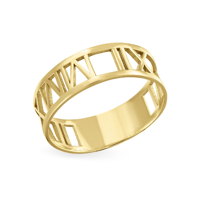 Ring mit römischen Zahlen aus 585-er Gelbgold Produktfoto