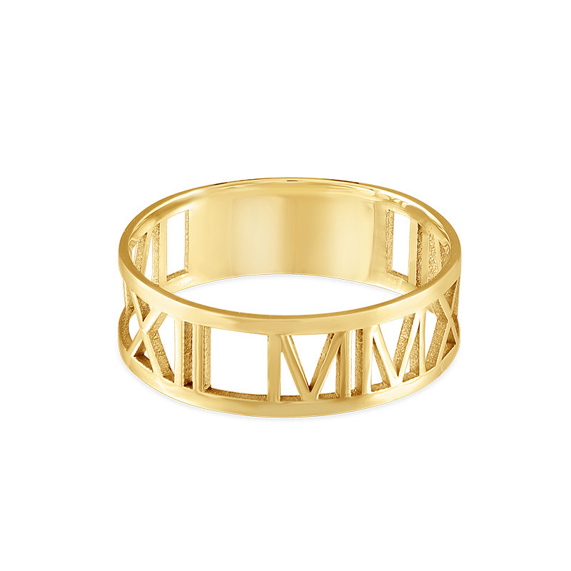 Ring mit römischen Zahlen aus 585-er Gelbgold - 1 Produktfoto