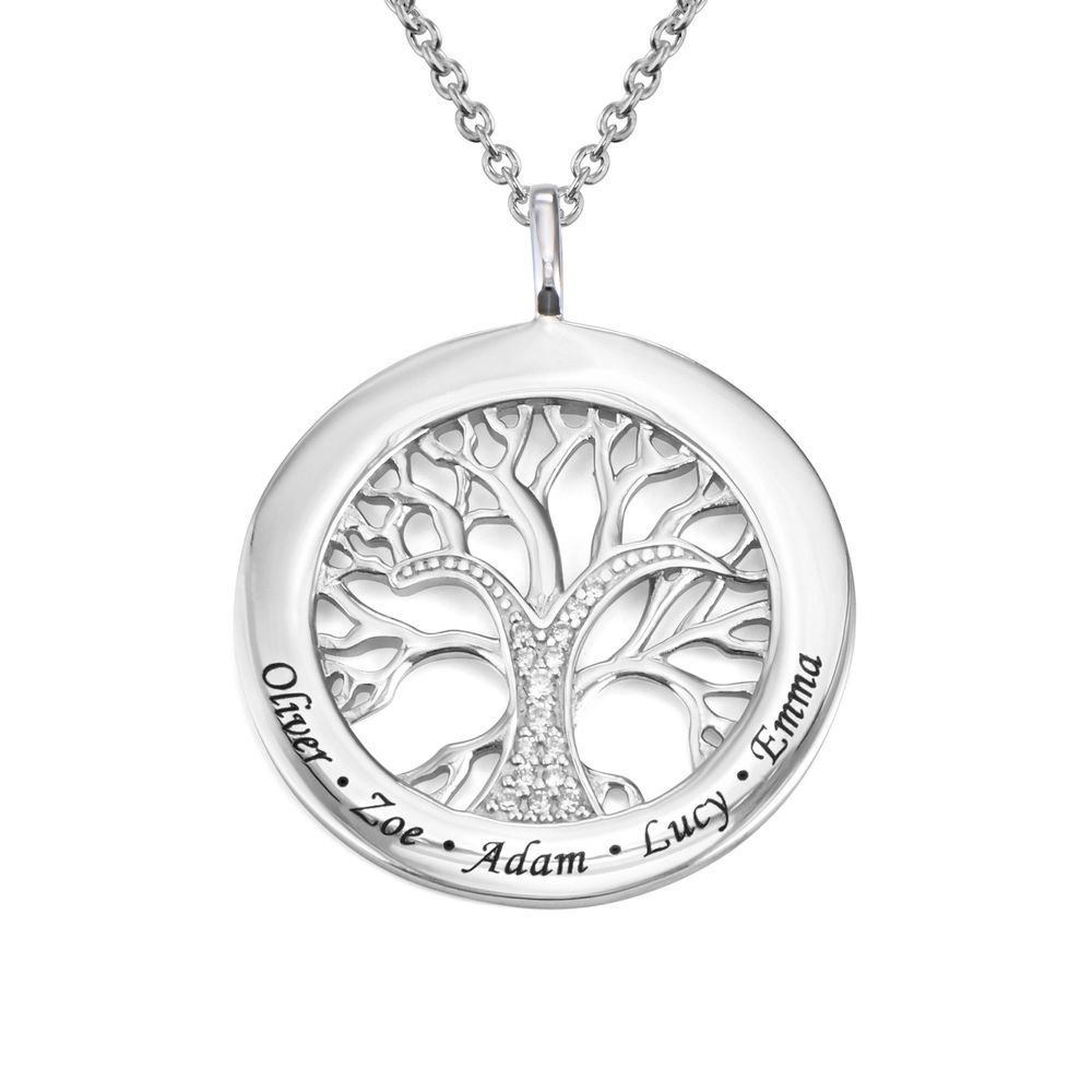Lebensbaumkette mit Zirkonia in Silber Produktfoto