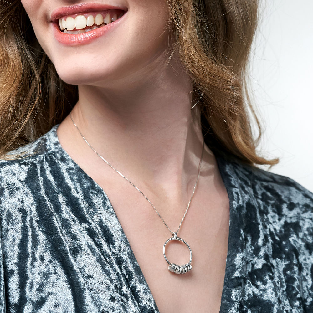 Linda Kreisanhänger-Kette mit Blatt Form und personalisierten Beads™ aus Sterlingsilber - 6 Produktfoto