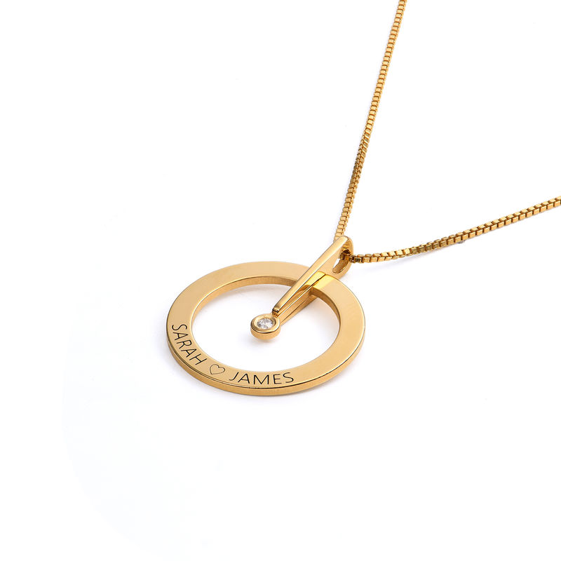 Vergoldete personalisierte Kreis Halskette mit Diamant - 1 Produktfoto