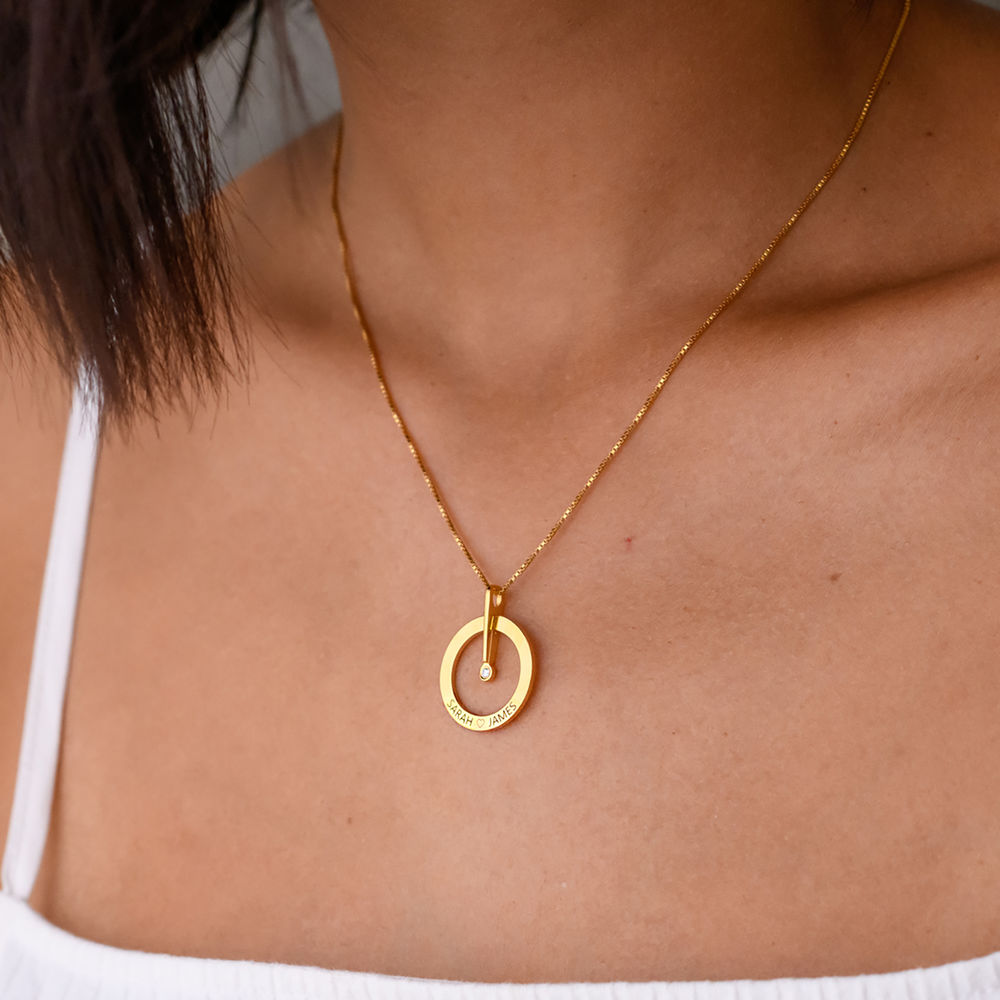 Vergoldete personalisierte Kreis Halskette mit Diamant - 2 Produktfoto