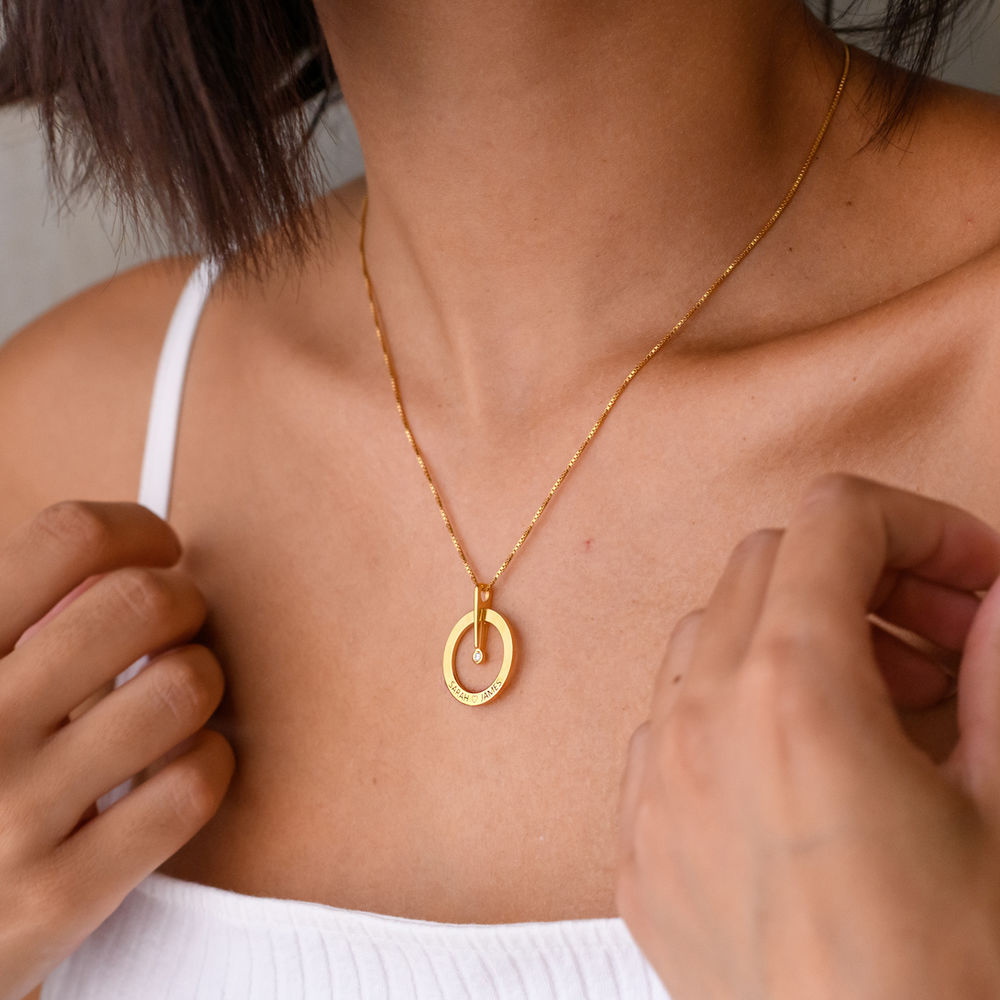 Vergoldete personalisierte Kreis Halskette mit Diamant - 3 Produktfoto