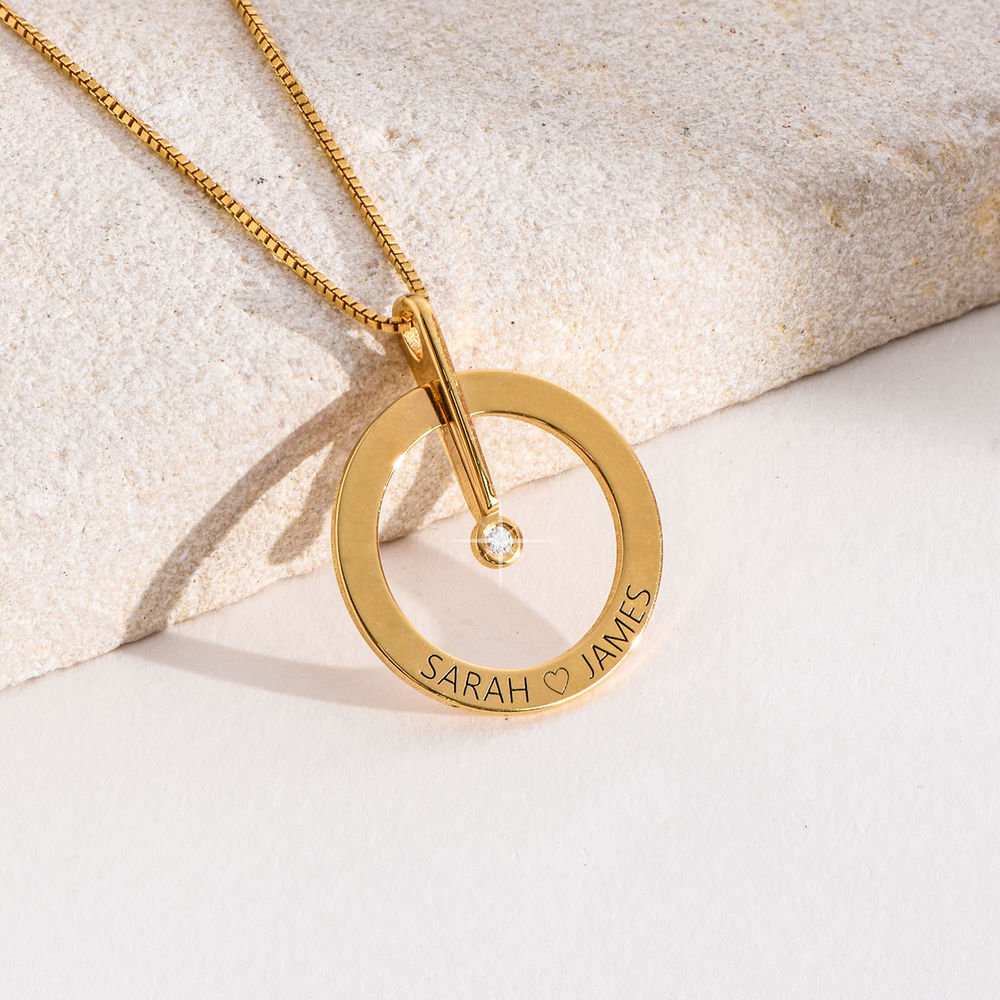 Vergoldete personalisierte Kreis Halskette mit Diamant - 4 Produktfoto