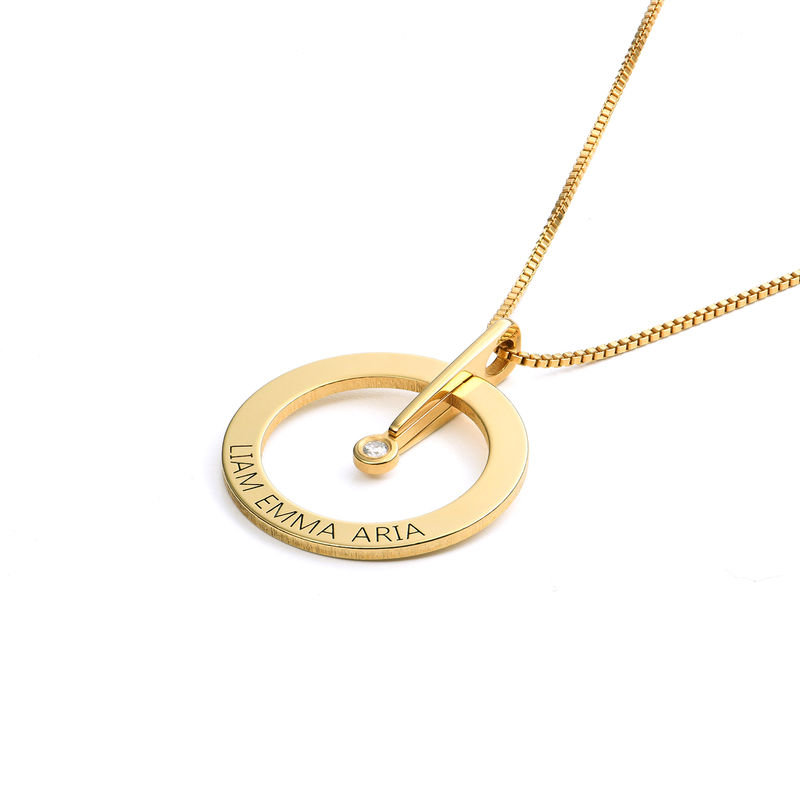Personalisierte Kreis Halsk﻿ette mit Diamant aus 750er Gold-Vermeil - 1