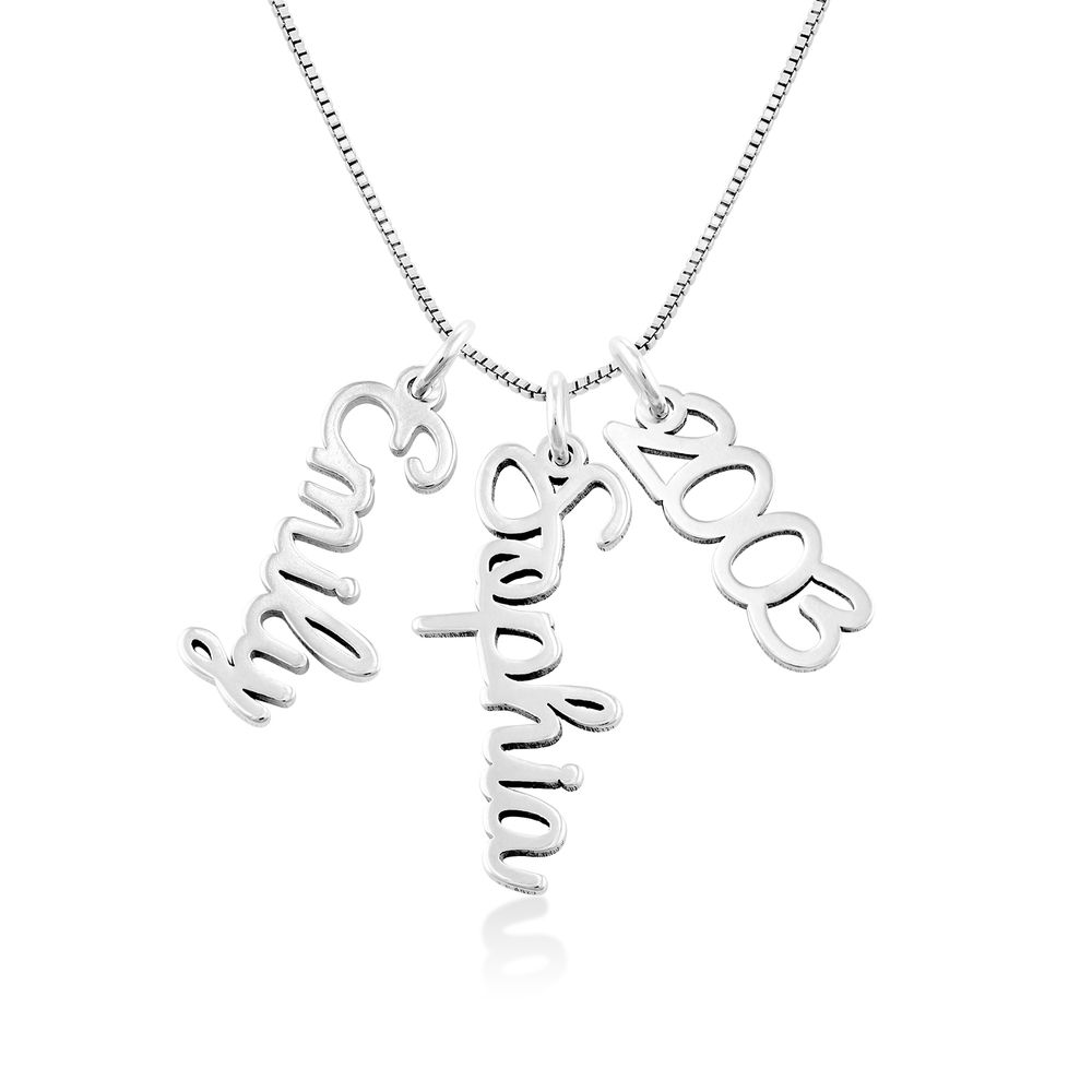 Silberkette mit vertikalem Namensanhänger für Frauen - 1 Produktfoto