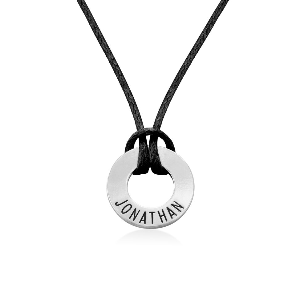 ID Wax Cord Halskette in Sterling Silber für Jungen - 3 Produktfoto
