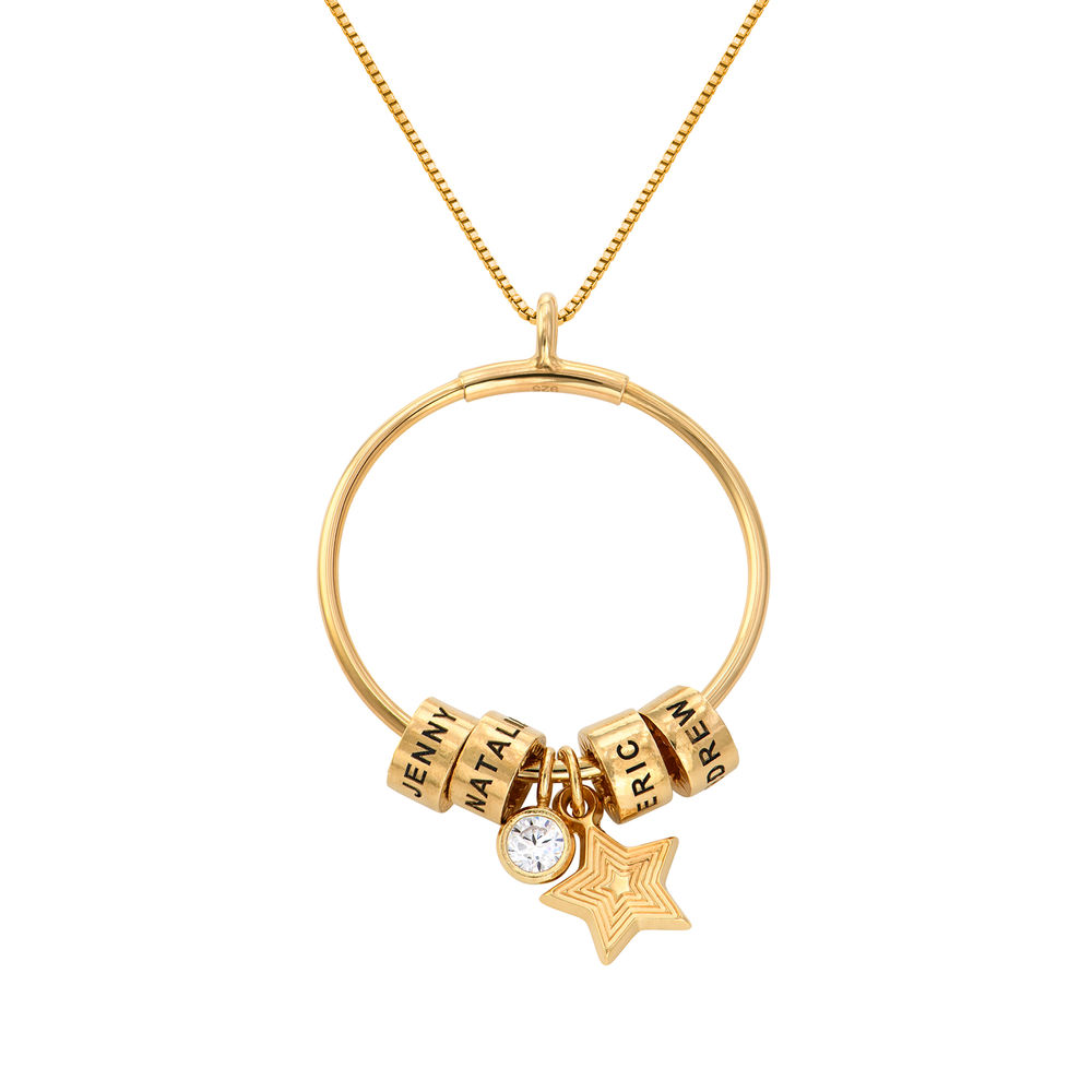 Linda Großer Kreis Anhängerkette mit Diamant und personalisierten Beads™ aus 750-er Gold-Vermeil - 1 Produktfoto