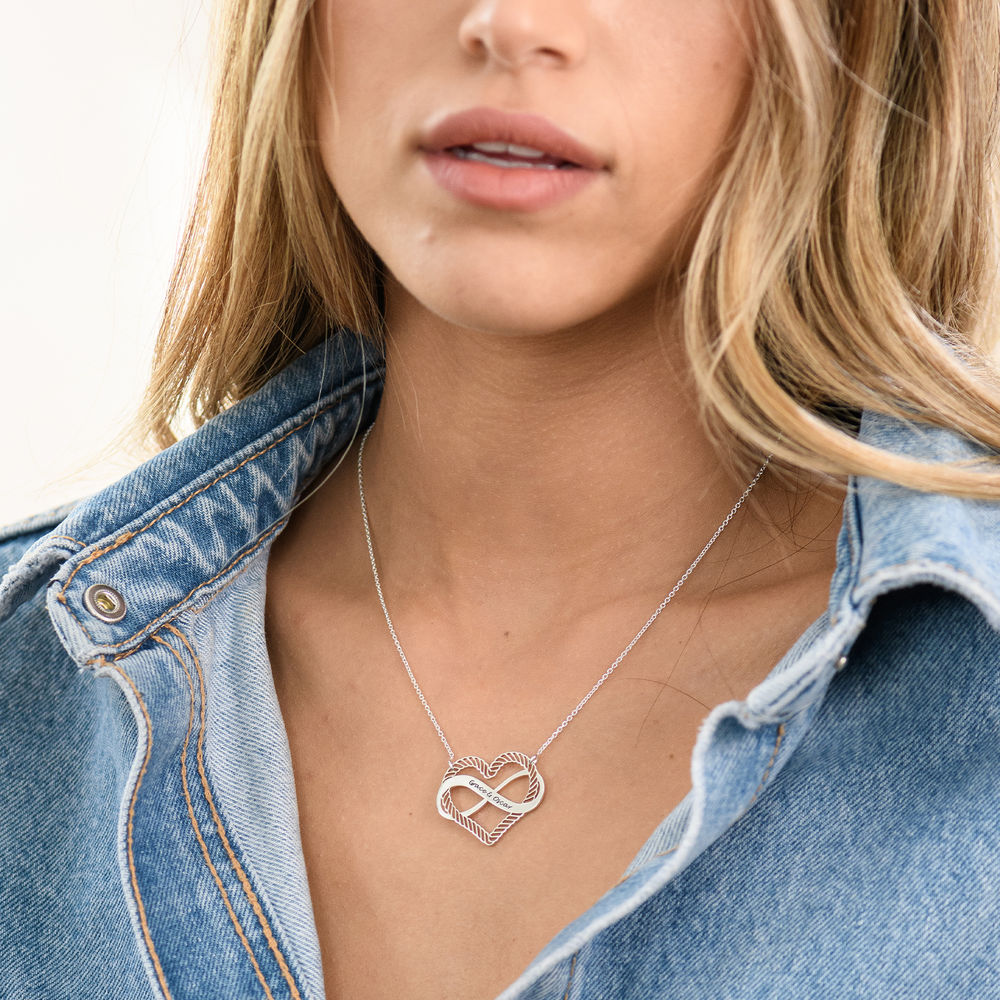  Infinity Halskette mit eingraviertem Herz in Sterling Silber - 3