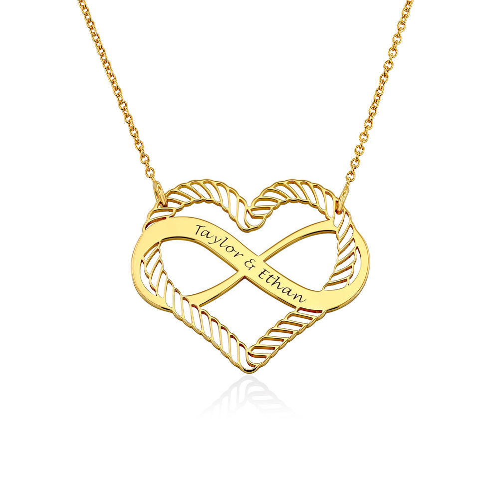  Infinity Halskette mit eingraviertem Herz mit Goldplattierung Produktfoto