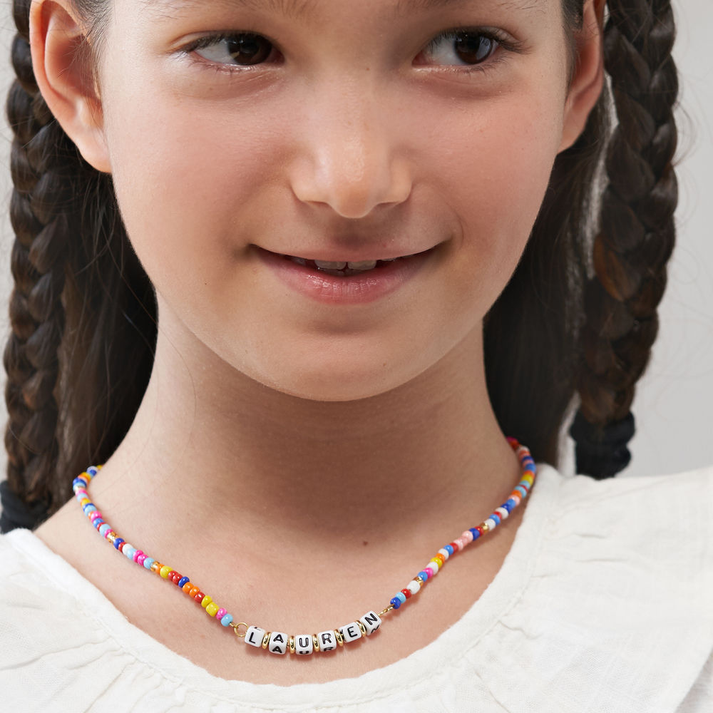 Regenbogen-Halskette mit bunten Perlen und Goldplattierung - 4