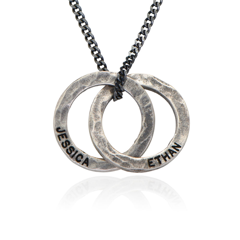 Russische Ring Halskette für Männer aus mattem Sterling Silber Produktfoto