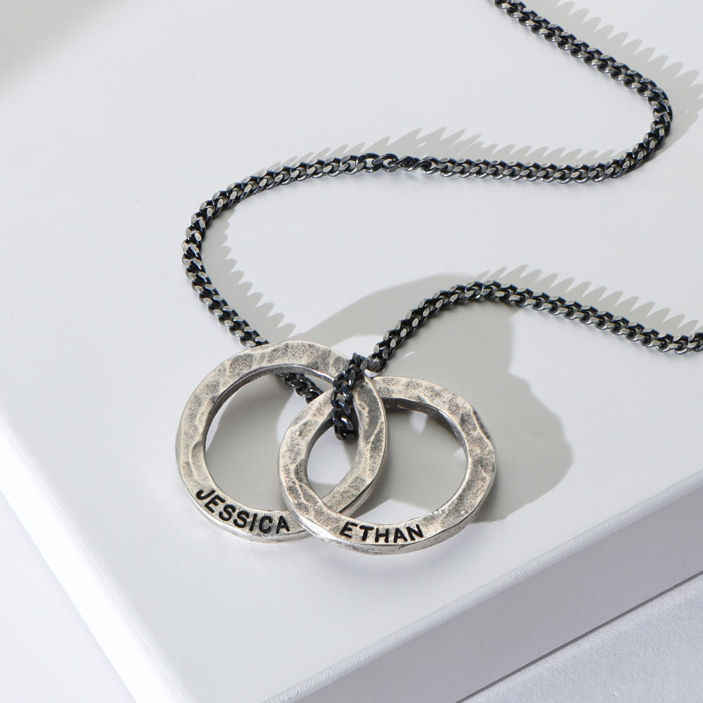 Russische Ring Halskette für Männer aus mattem Sterling Silber - 1 Produktfoto