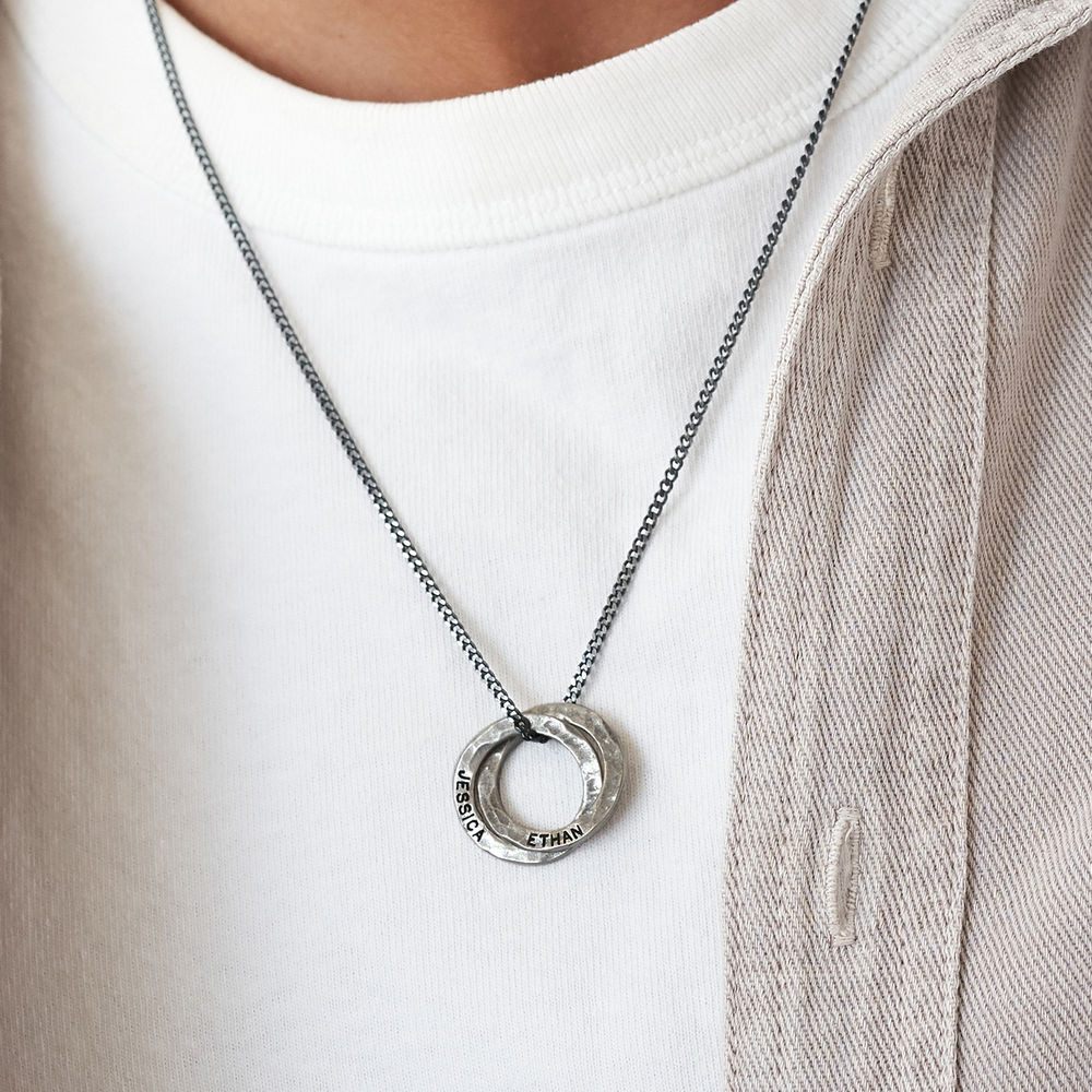 Russische Ring Halskette für Männer aus mattem Sterling Silber - 2 Produktfoto