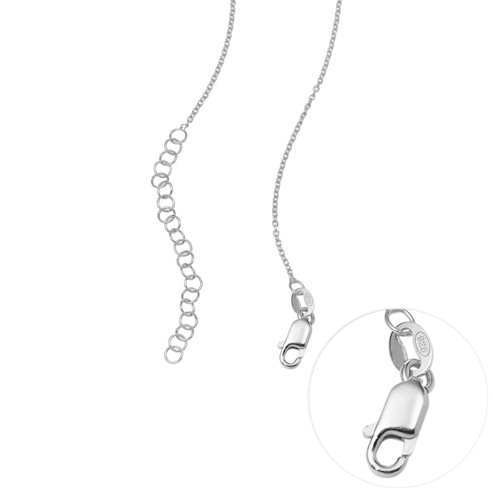 Charmante Herz-Halskette mit gravierten Perlen aus Sterling Silber mit 0.25 CT Diamant - 4 Produktfoto
