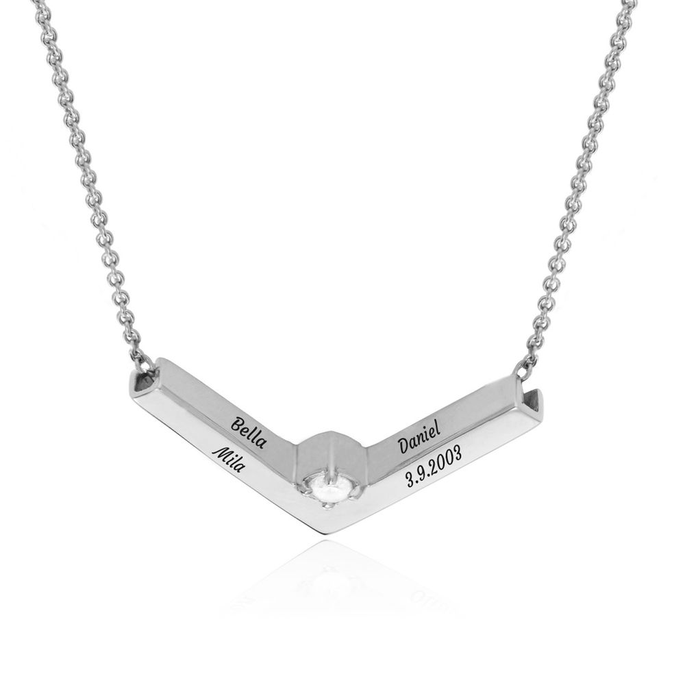 MYKA V bar Kette mit 0.1 CT Diamant in Sterling Silber - 1 Produktfoto