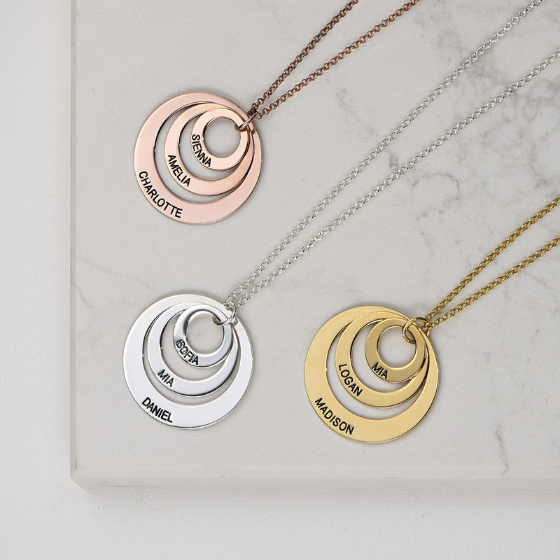 Mutterschmuck – Halskette mit drei Ringen in Gold-Vermeil - 3 Produktfoto