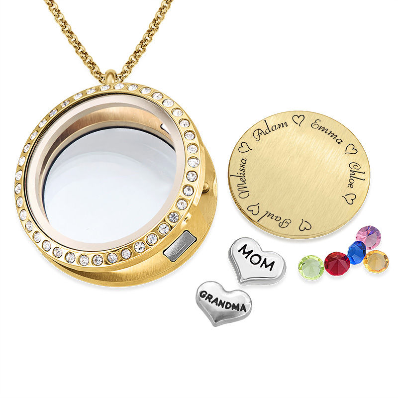 Vergoldetes Charm Medaillon für Mütter oder Großmütter - 1 Produktfoto