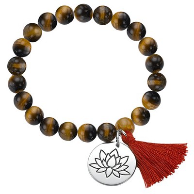 Yogaschmuck – Kugelarmband mit Lotusblüten-Anhänger Produktfoto