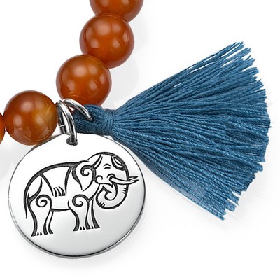 Yogaschmuck – Kugelarmband mit gravierbarem Elefantenanhänger - 1 Produktfoto