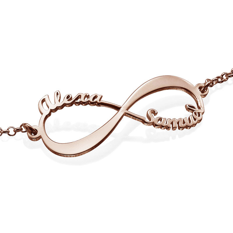 Infinity-Armband mit Namen - rosévergoldet - 2 Produktfoto