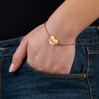 18k Roségold vergoldetes Herzarmband für Pärchen - 2 Produktfoto