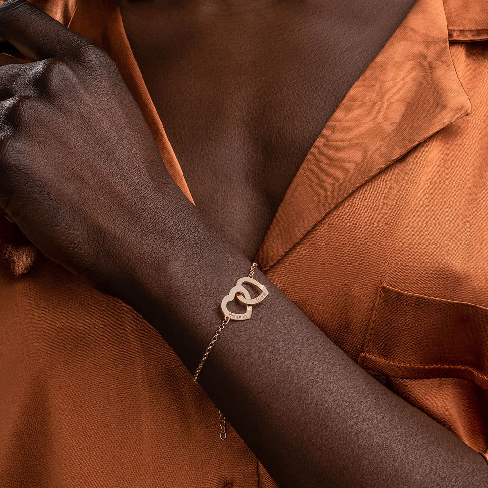 Verschlungenes Herzarmband mit 750er Rosévergoldung mit Diamant - 2 Produktfoto