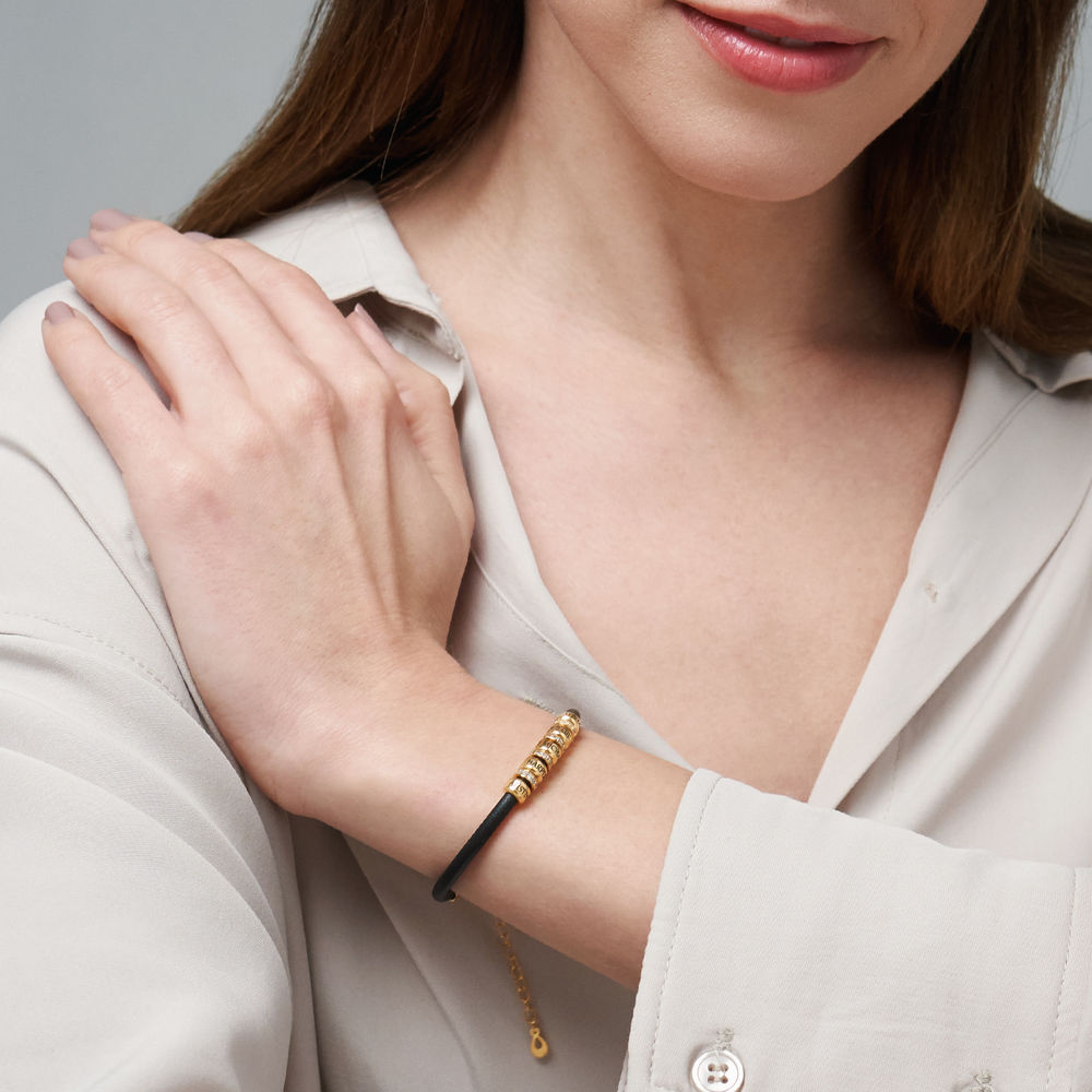 Zirkonia-Kunstleder Armband in Goldplattierung - 2 Produktfoto