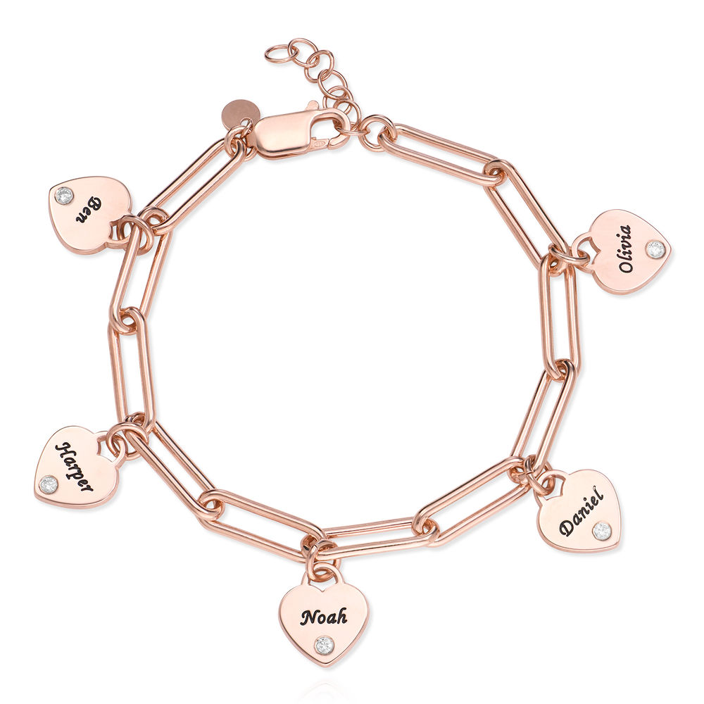 Rory Armband mit personalisierten Diamant Herz Charms in rosévergoldetem Silber Produktfoto
