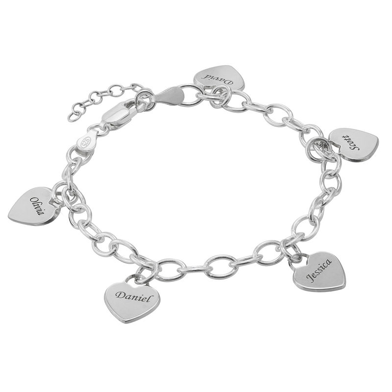 Gravierbares 925er Silber Armband mit Herz Charms Produktfoto