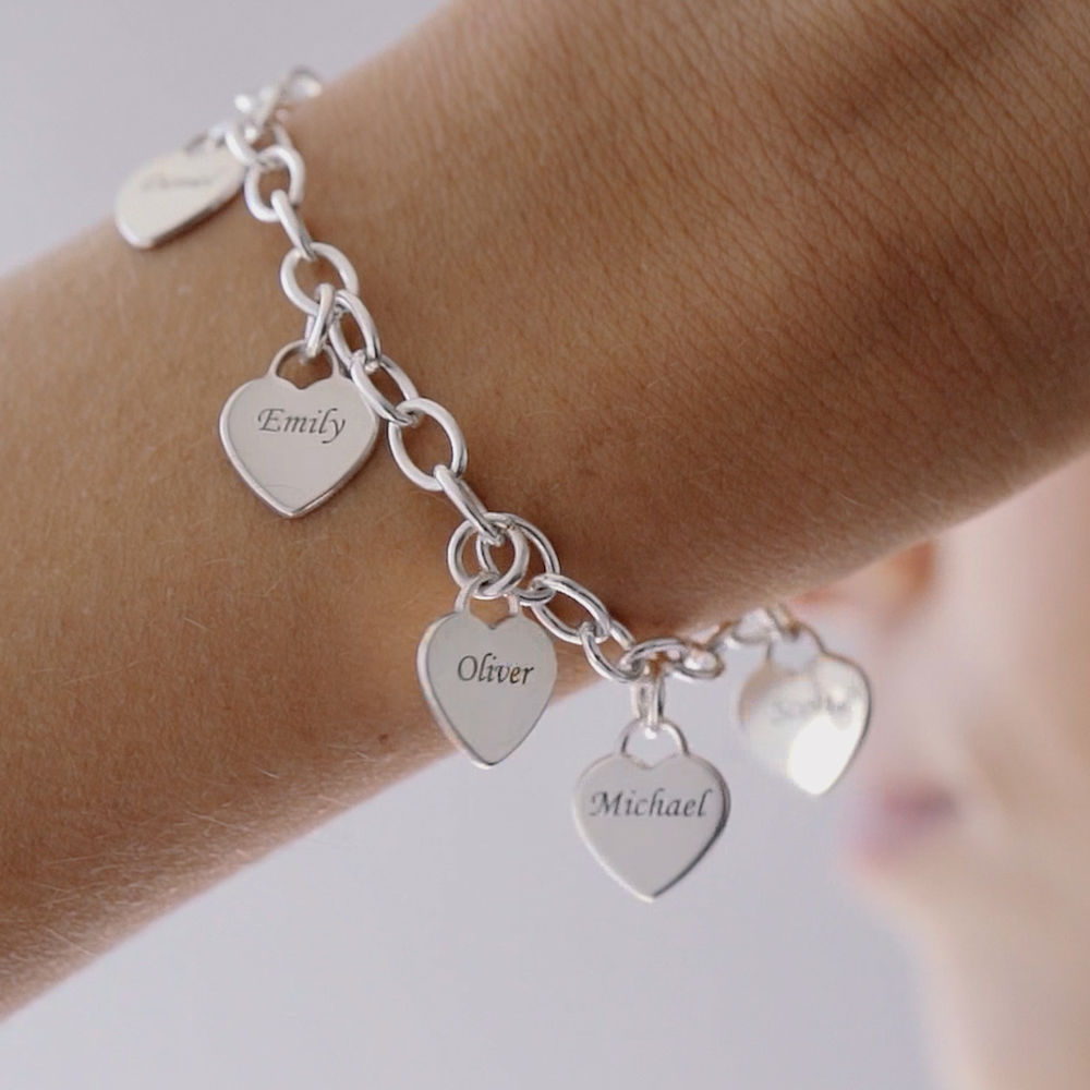 Gravierbares 925er Silber Armband mit Herz Charms - 2 Produktfoto