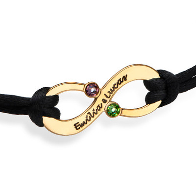 Vergoldetes Infinity-Armband mit Gravur und Geburtssteinen für Pärchen - 1