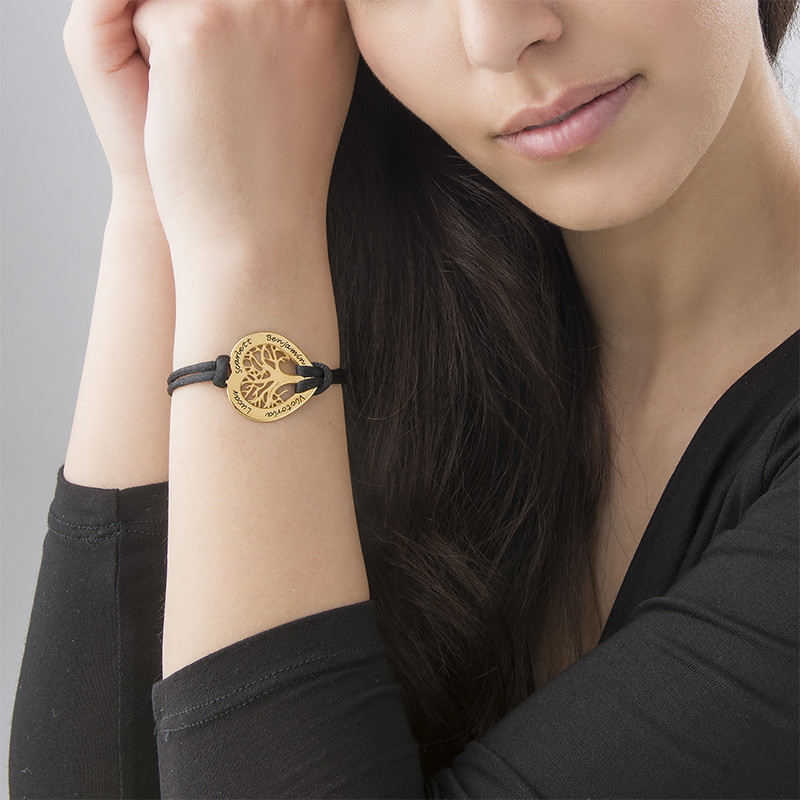 Vergoldetes Stammbaum Armband mit Gravur in Herzform - 2 Produktfoto