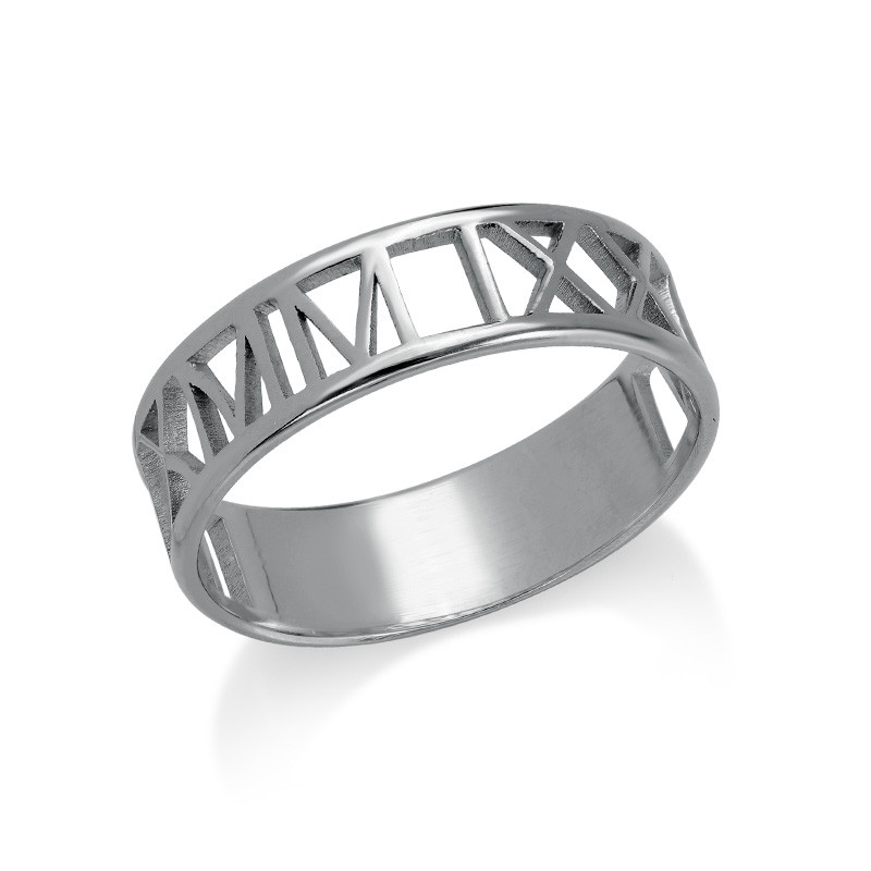 Ring mit römischen Zahlen in Sterling Silber Produktfoto