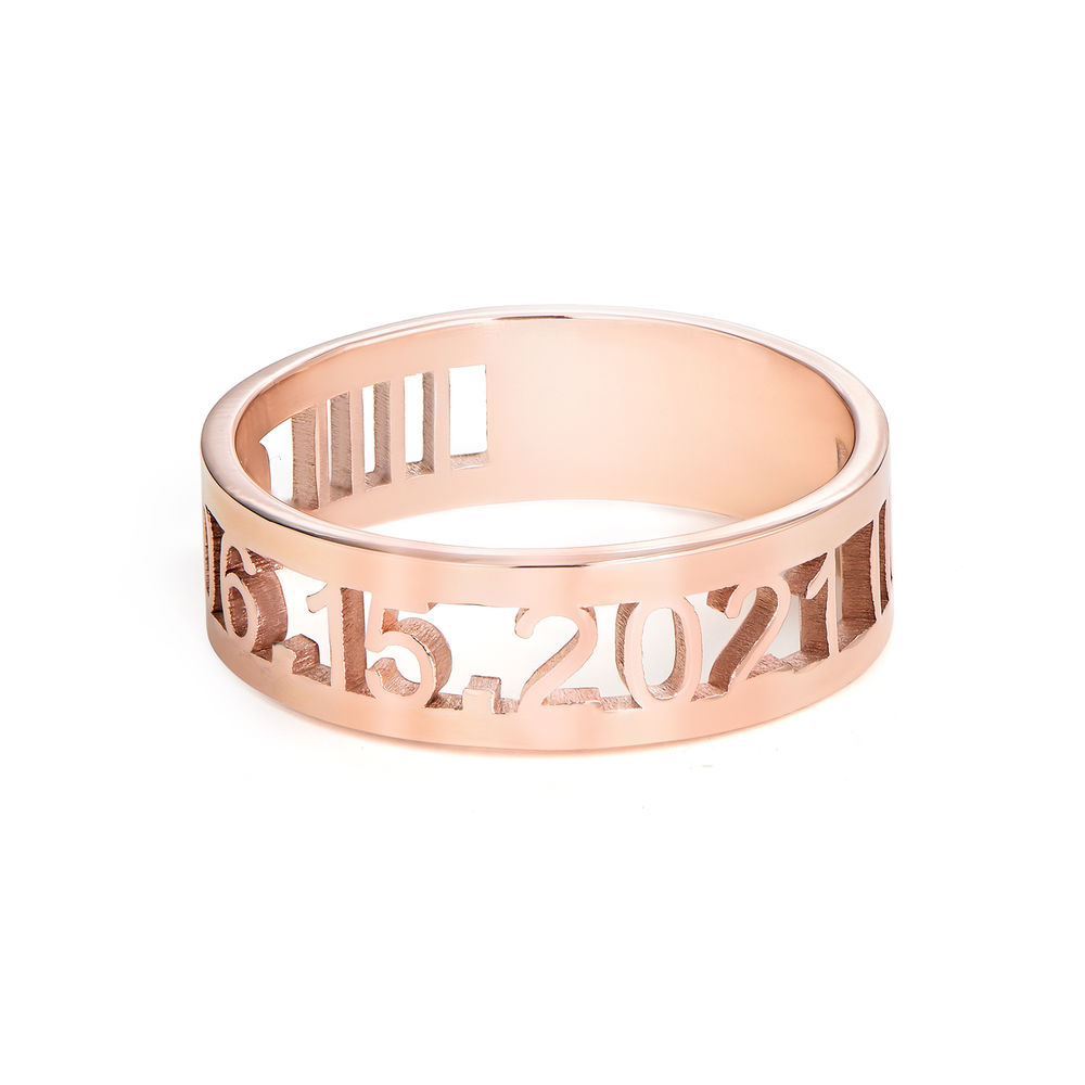 Personalsierter Abschluss-Ring mit Diamant aus rosévergoldetem Silber - 1 Produktfoto