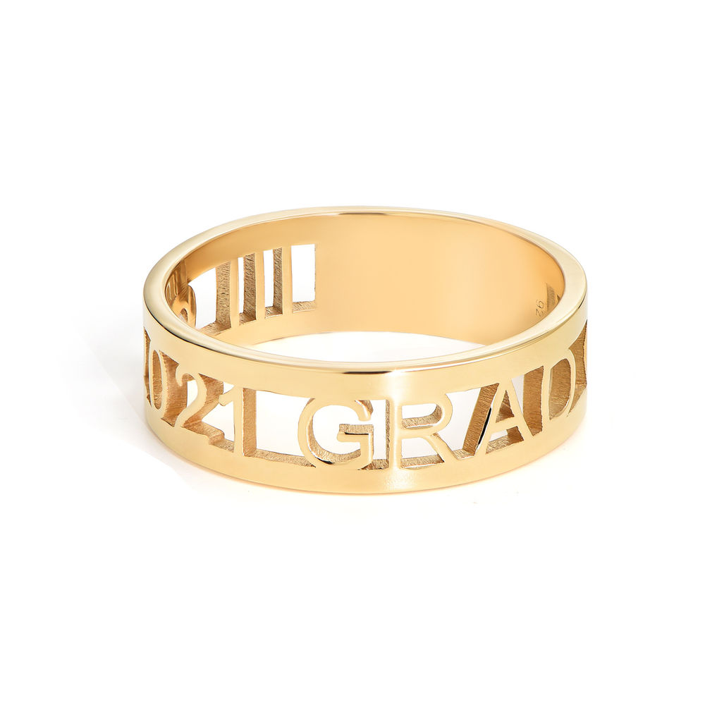Personalsierter Abschluss-Ring mit kubischem Zirkon aus Gold Vermeil - 1 Produktfoto