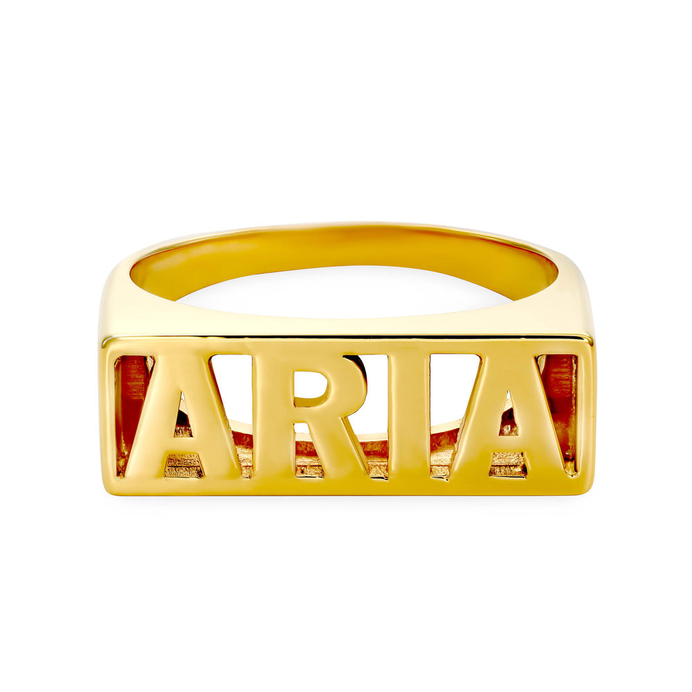 Stempel Namen Ring in Gold-Vermeil - 1