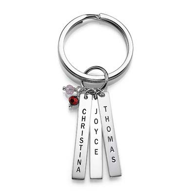 Schlüsselanhänger mit personalisierten Geburtsstein-Barren Produktfoto
