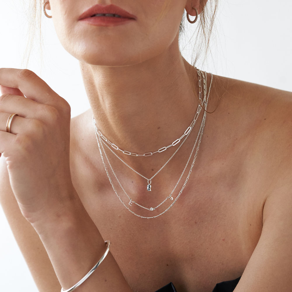 Mia Initialen Halskette mit Diamant in Silber - 3