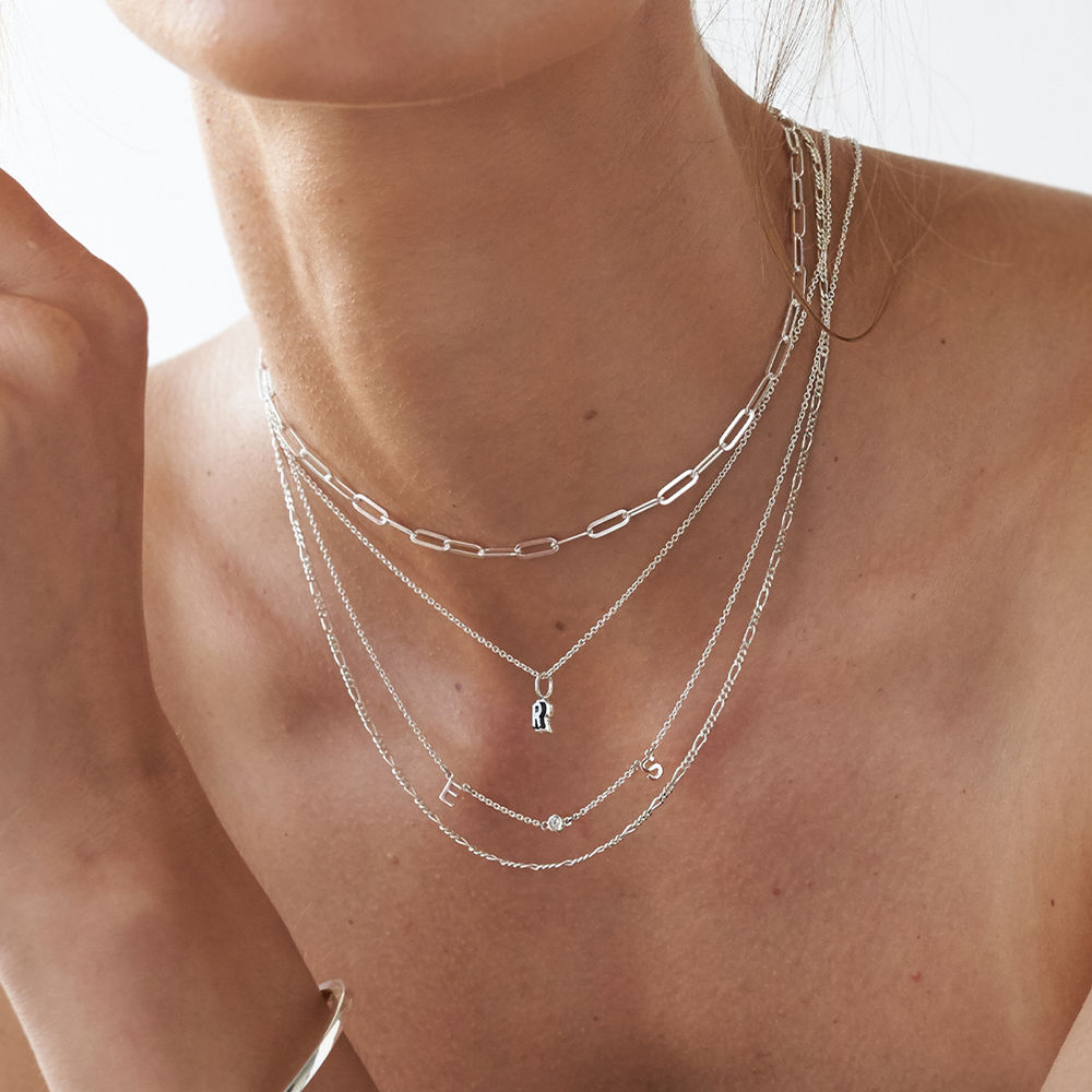 Mia Initialen Halskette mit Diamant in Silber - 4