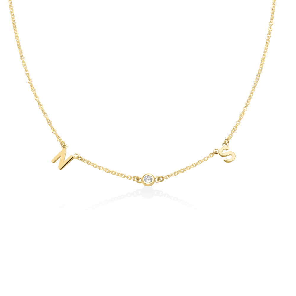 Mia Initialen Halskette mit Diamant in Gold-Vermeil