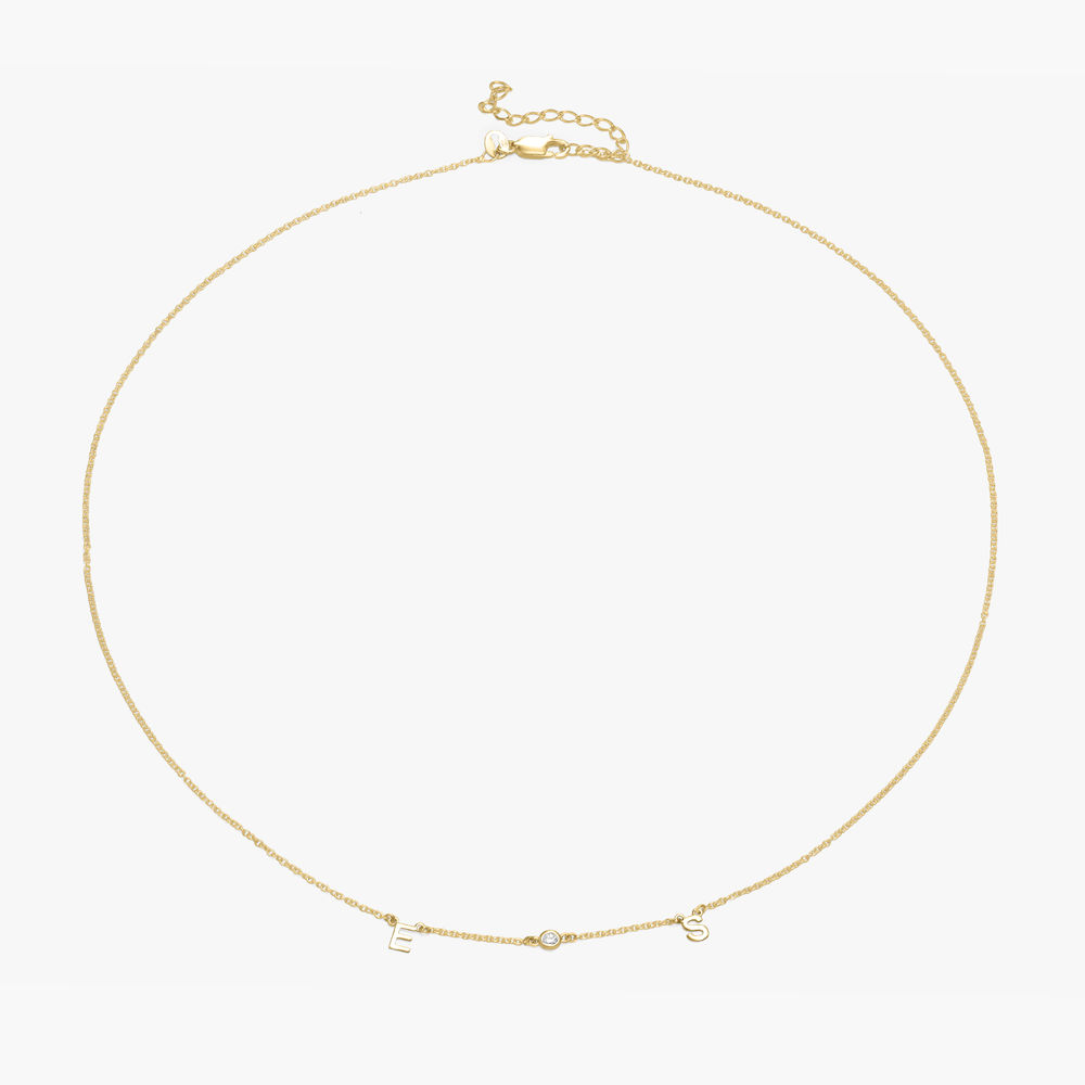 Mia Initialen Halskette mit Diamant in Gold-Vermeil - 1