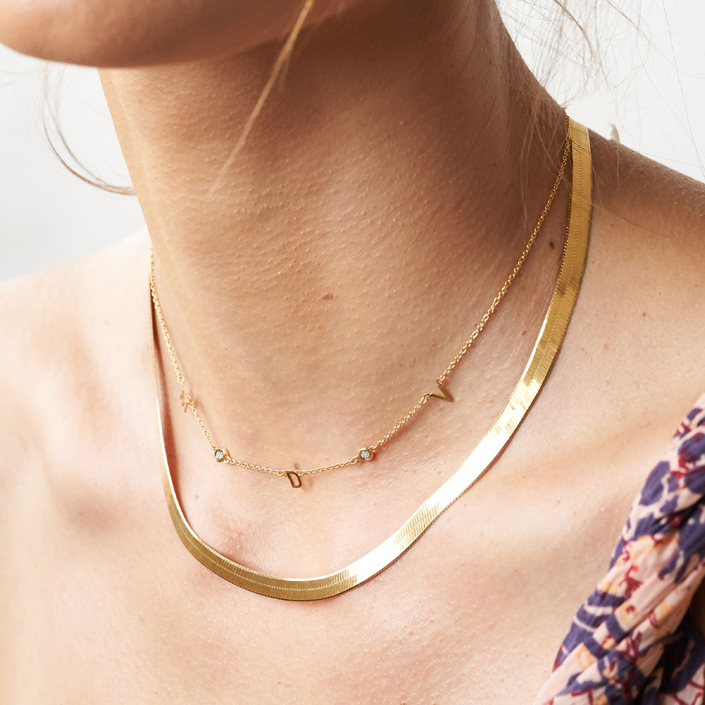 Mia Initialen Halskette mit Diamant in Gold-Vermeil - 3