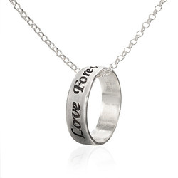 Sterling Silber Personalisierter Ring Halskette Produktfoto