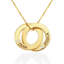 Russische Ring Halskette mit zwei Ringen - Vergoldet mit Diamanten Produktfoto