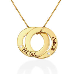Russische Ring Halskette mit zwei Ringen - Gold-Vermeil mit Diamanten Produktfoto