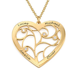Herz-Lebensbaum-Kette mit Diamanten und Gold-Beschichtung Produktfoto