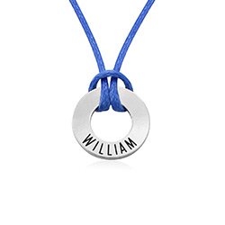 ID Wax Cord Halskette in Sterling Silber für Jungen Produktfoto