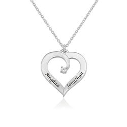 Herz-Halskette mit Diamanten aus Sterling Silber Produktfoto