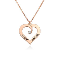 Herz-Halskette mit Diamanten in Roségold Produktfoto